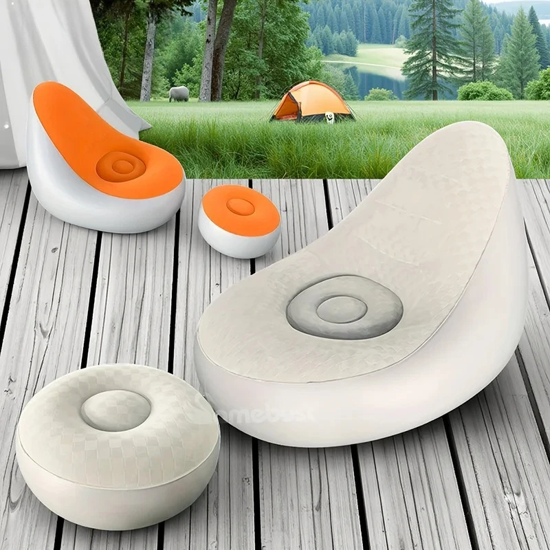 Flocking Surface High Quality Pvc Footstool Rapid Inflation Lazy Lounge Brown Color