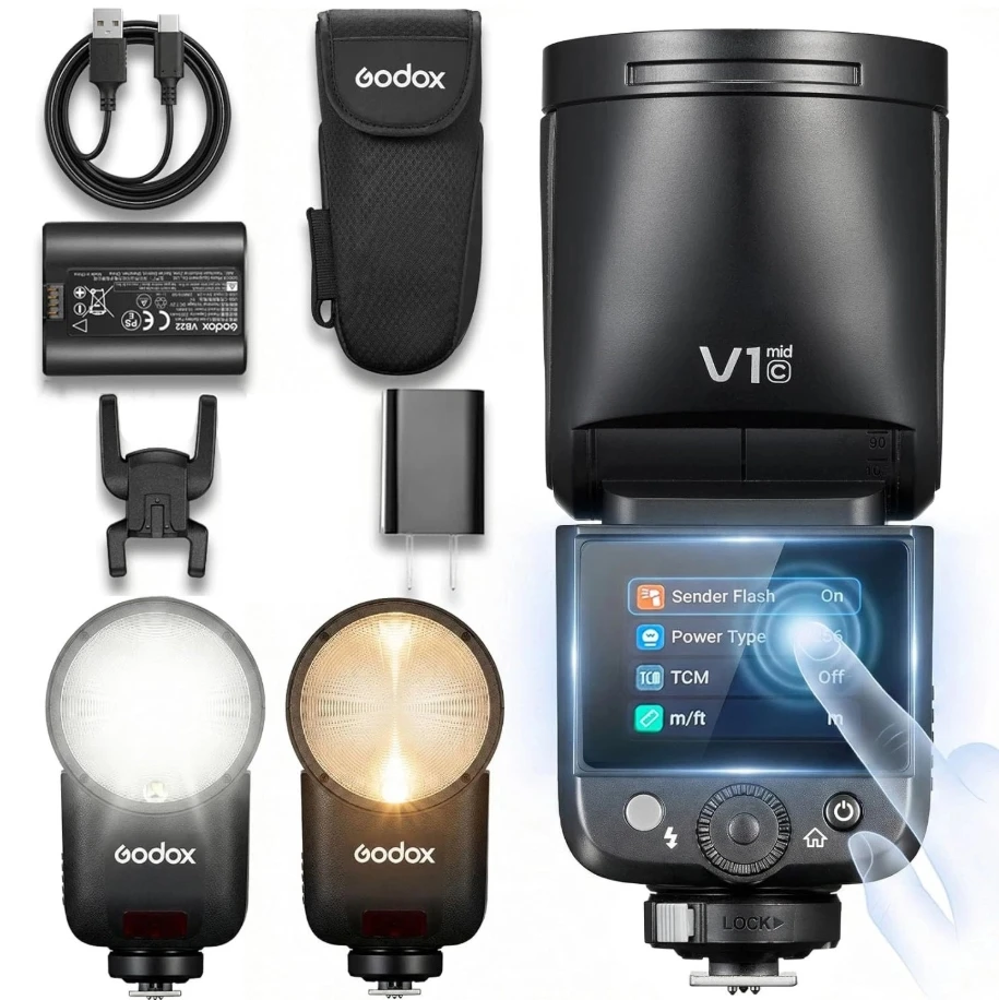 

NEW GODOX V1 mid Speedlite Li-ion Round Head Camera Flash TTL HSS Wireless Speedlight For Canon Sony Nikon Fuji Olympus