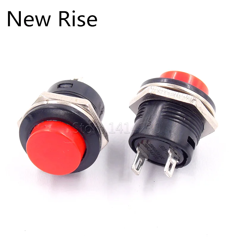 5PCS Diameter 16mm Push Button Switch R13-507 Reset Switch 6A 125VAC 3A 250VAC PB-02 No Lock Red Green Color