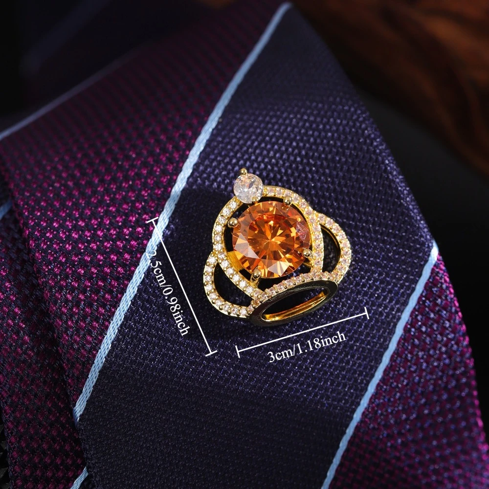 Gentlemen's Diamond Studded Chain Tie Clip Lotus Droplet Shaped Brooch Business Accessories Men's Tie Decoration Exquisite Pin