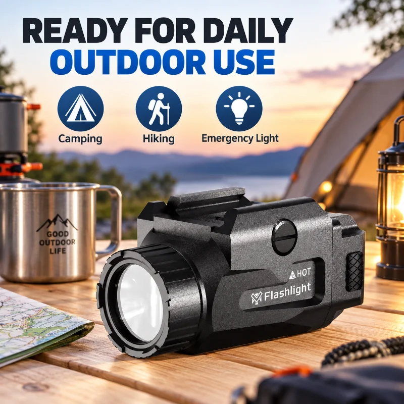 All Metal Rail Mount Mini LED Flashlight USB Rechargeable Multi Mode Brightness Control Hobby Model Upgrade Parts