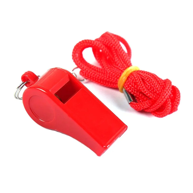 สีสุ่มพัดลมเชือกนกหวีดกลางแจ้ง High Pitched Survival First Aid นกหวีดบาสเกตบอลฟุตบอล Court ผู้ตัดสินกีฬานกหวีด