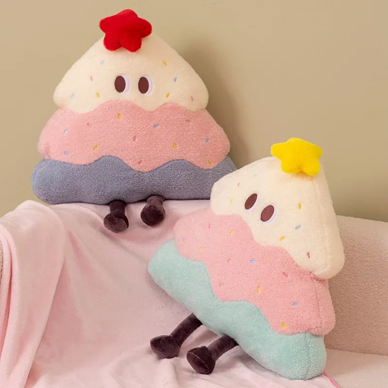 Lovely Cartoon Colorful Birthday Cake Tree Plush Pillow With Blanket Creative Funny Toy For Children Sweet Gift For Girl