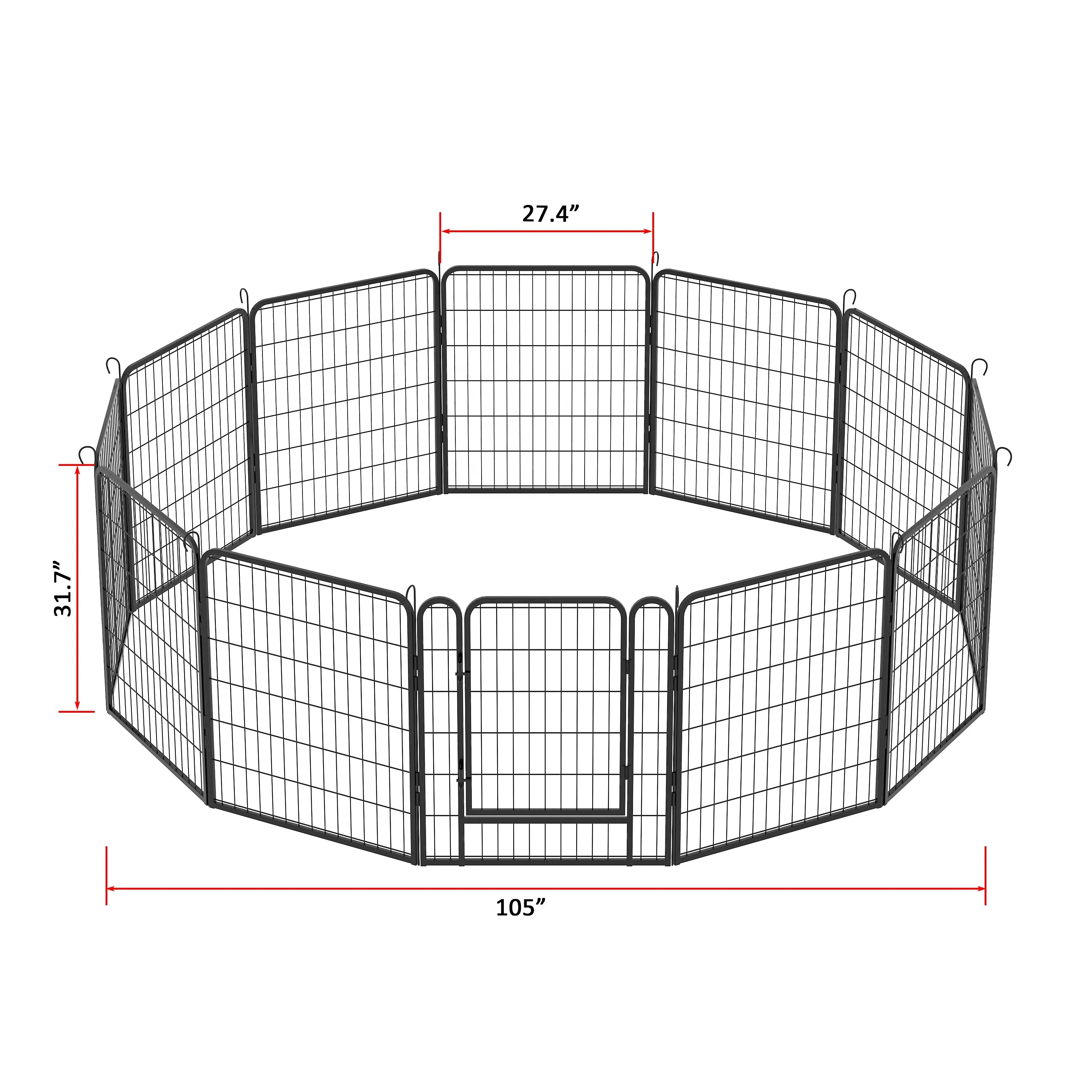 12 Panel Fireplace Fence With Door Playpen Pet Stairs Doorway Heavy Iron No Dig Garden Border Fencing For Yard