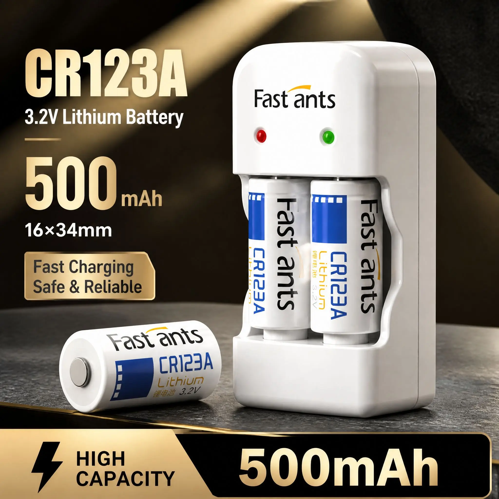 CR123A 3V Rechargeable Lithium Battery 3.2V With USB Smart Charger for Film Cameras Torches Smoke Alarms Hunting Rangefinders
