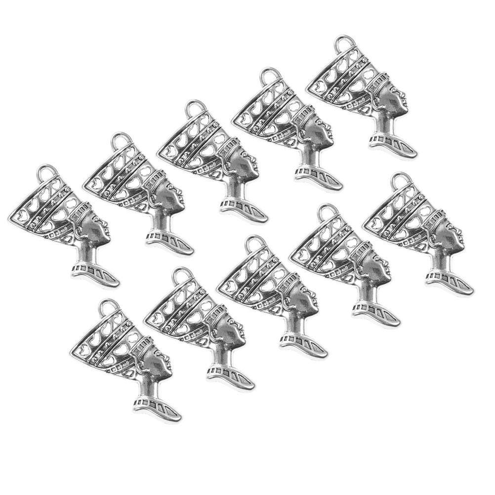 

10 Pcs Vintage Egyptian Queen Alloy Pendant Charm Crafts Necklace DIY Bracelet Silver Color Accessories Jewelry Making