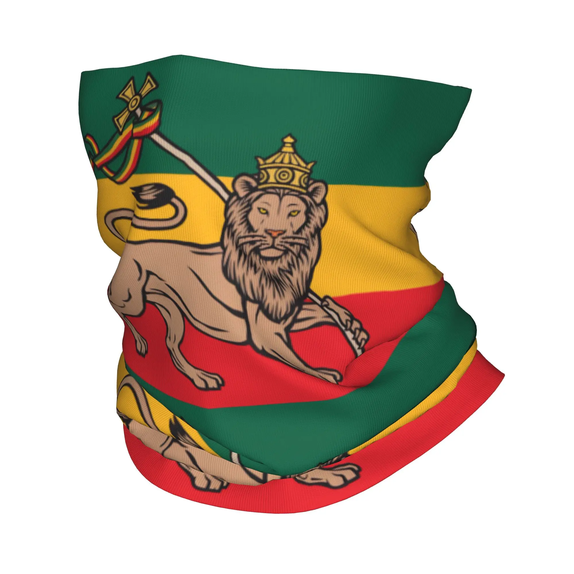Custom Flag Of Jamaica Bandana Neck Warmer Men Women Winter Hiking Ski Scarf Gaiter Cool Lion Face Cover