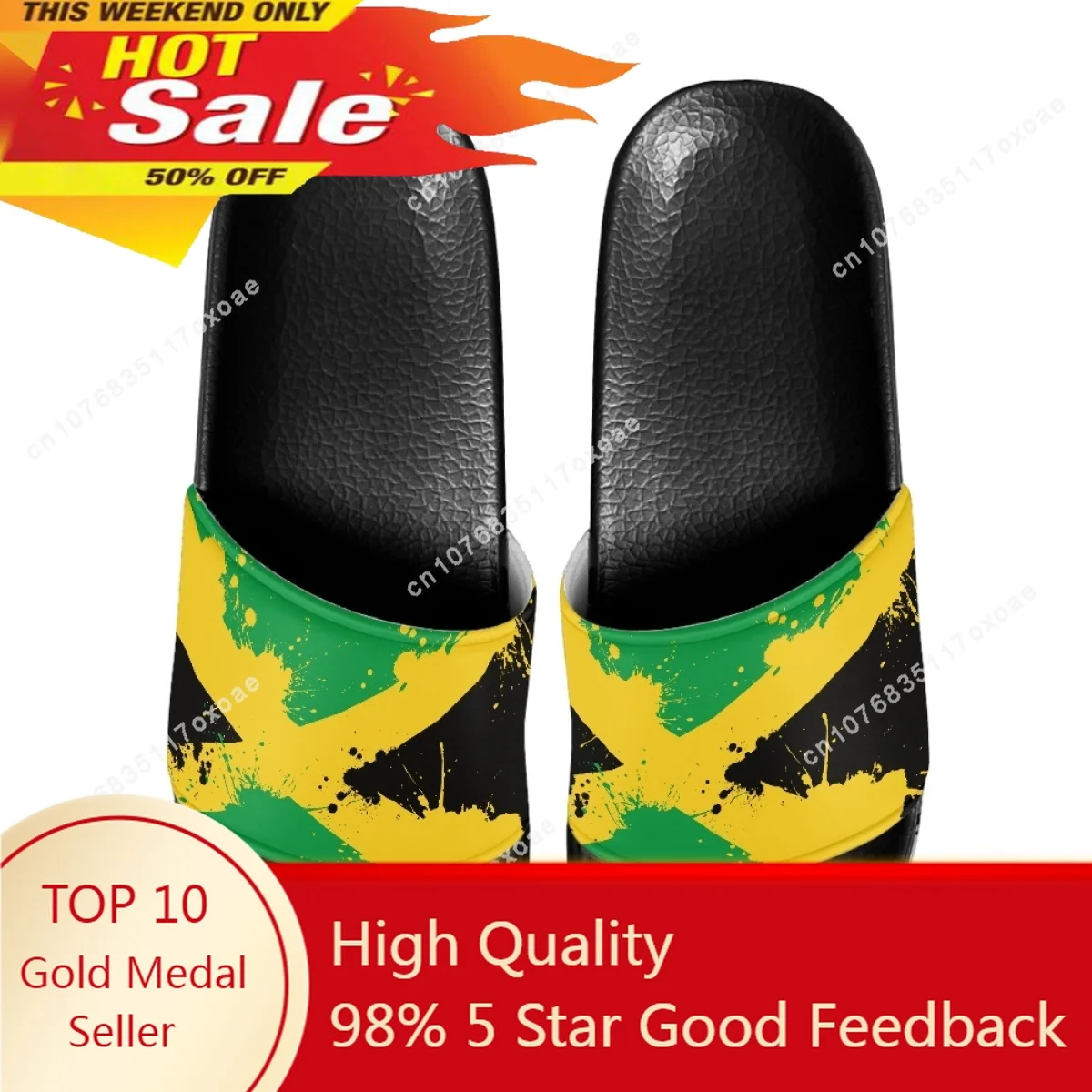 

Belidome Jamaican Flag Pattern Fashion Women Slippers Summer Casual Home Sandals for Female Girls Beach Slides Non Slip Shoes