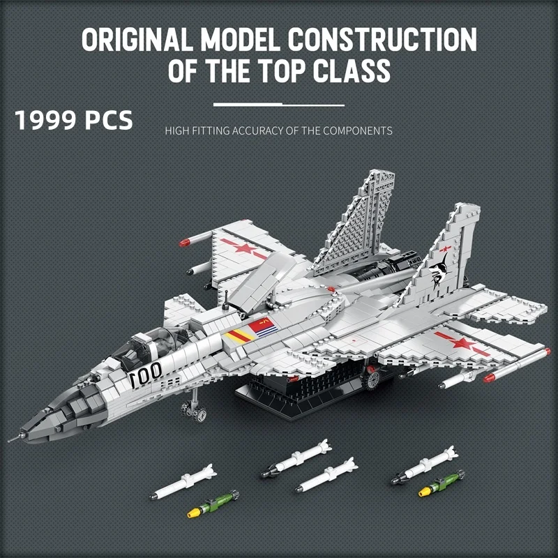 1999 Uds J-15 bloques de construcción de combate portaaviones modelo de avión de combate ladrillos decoración de escritorio juguetes para niños regalos de vacaciones