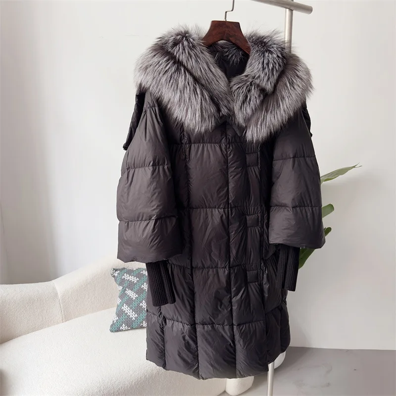 Hot Sale Haining's New Angel Wings Goose Down Coat for Women's 2024 Winter Warm and Fashionable Minimalist Fur Coat