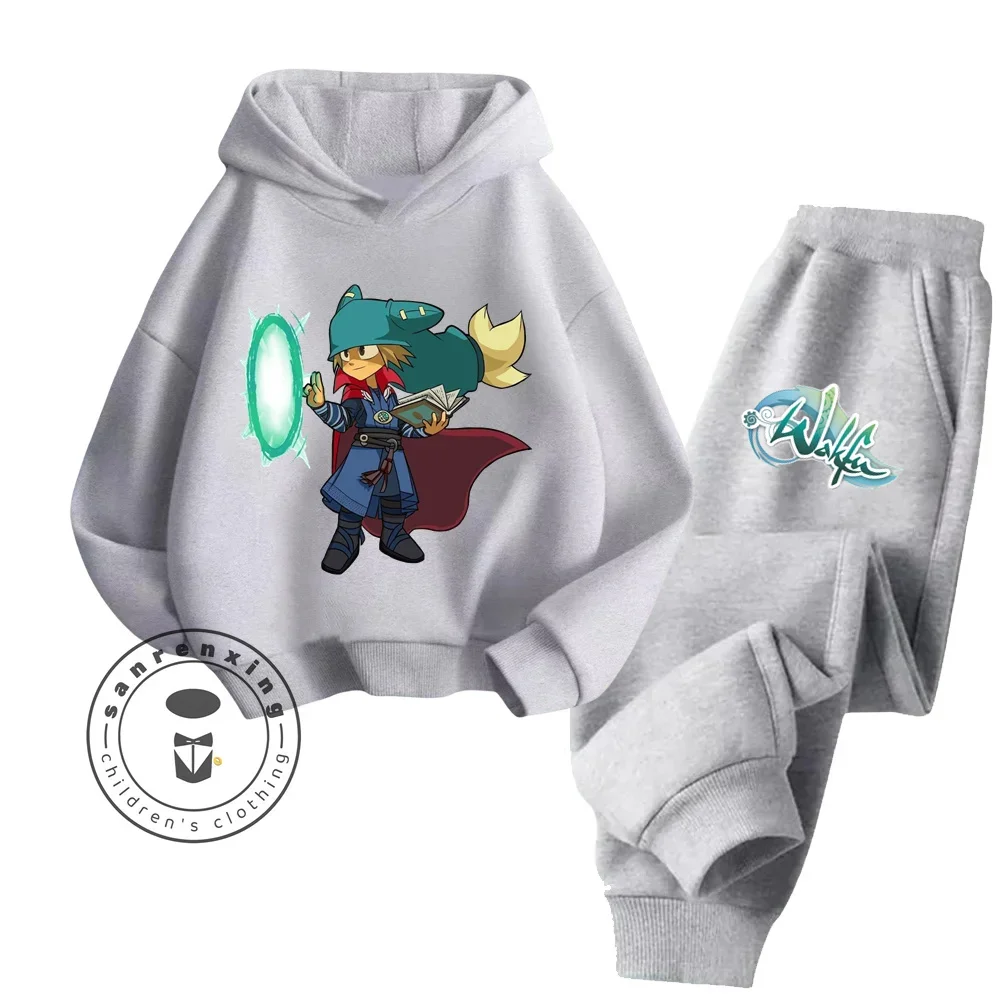 2024 Wakfu Cartoon Wrinkle Resistant Long Sleeve Sweatshirt Set Low Maintenance and Stylish Design Suitable for Boys Girls Wear