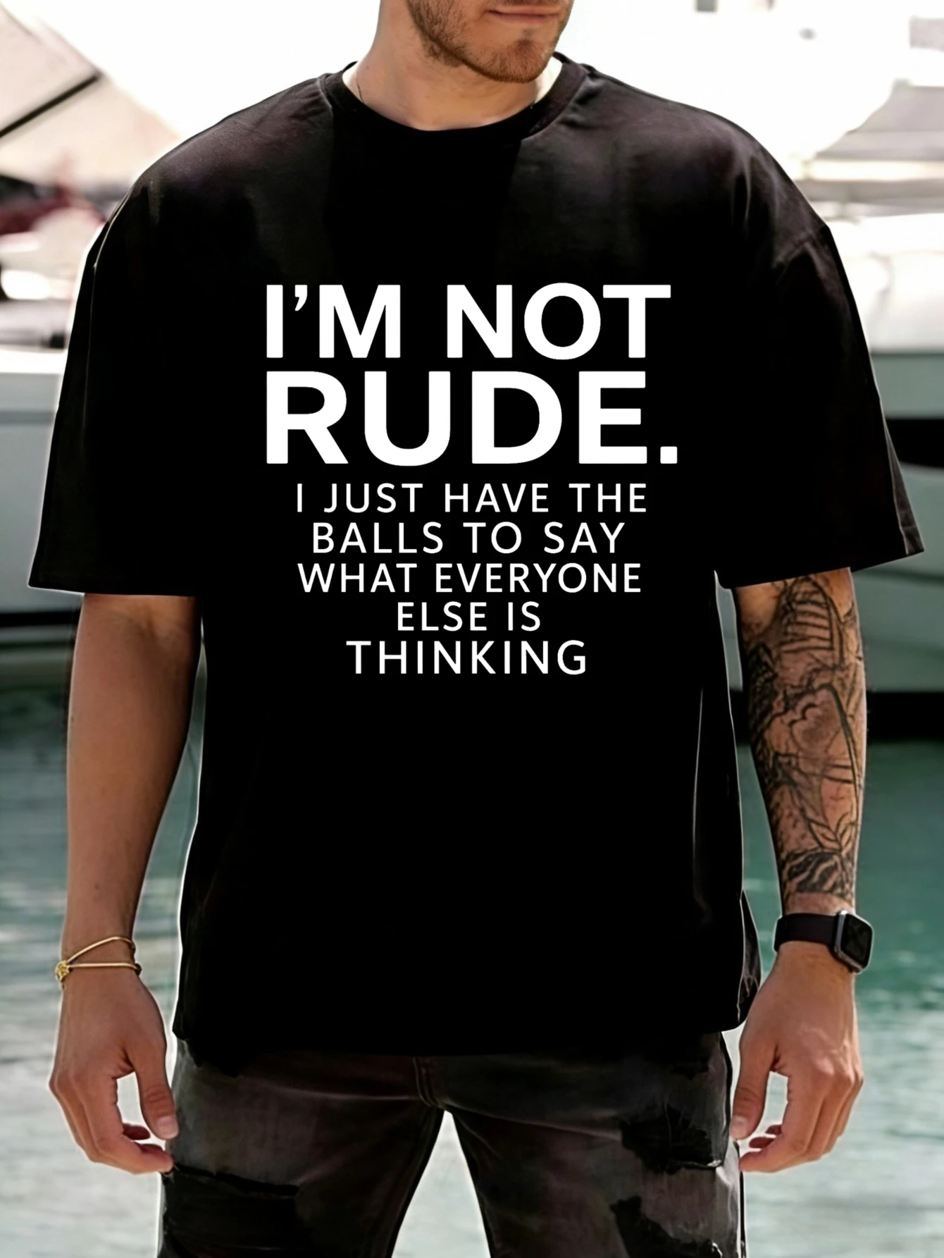 

Mens Cotton Crew Neck Funny I'M NOT RUDE Printed Graphic Short Sleeve Summer Casual T Shirt for Men