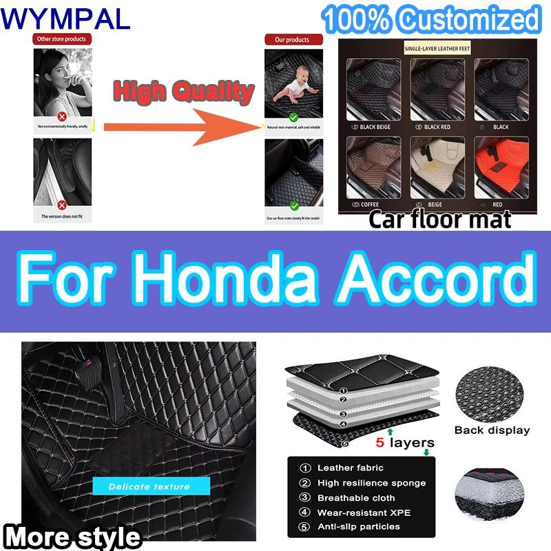 

Luxury Custom Car Floor Mats For Honda Accord（10th GEN. Non-hybrid）2018-2021 2019 Auto Foot Pads Cover Automobile Carpet