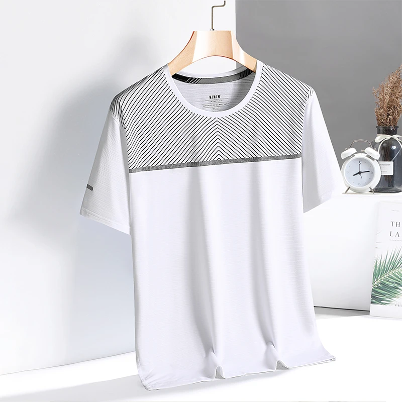 Quick Dry Sport T Shirt Men'S 2024 Short Sleeves Summer Casual Print Plus OverSize 3XL Top Tees GYM Tshirt Breathable Clothes