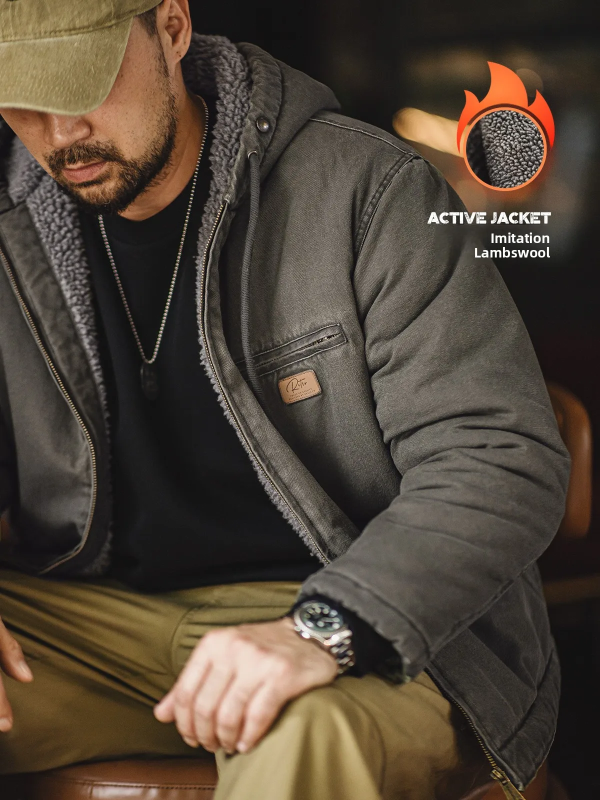 

Мужская зимняя куртка Maden American Retro J4 с капюшоном, утепленная, из хлопка, повседневная, на молнии