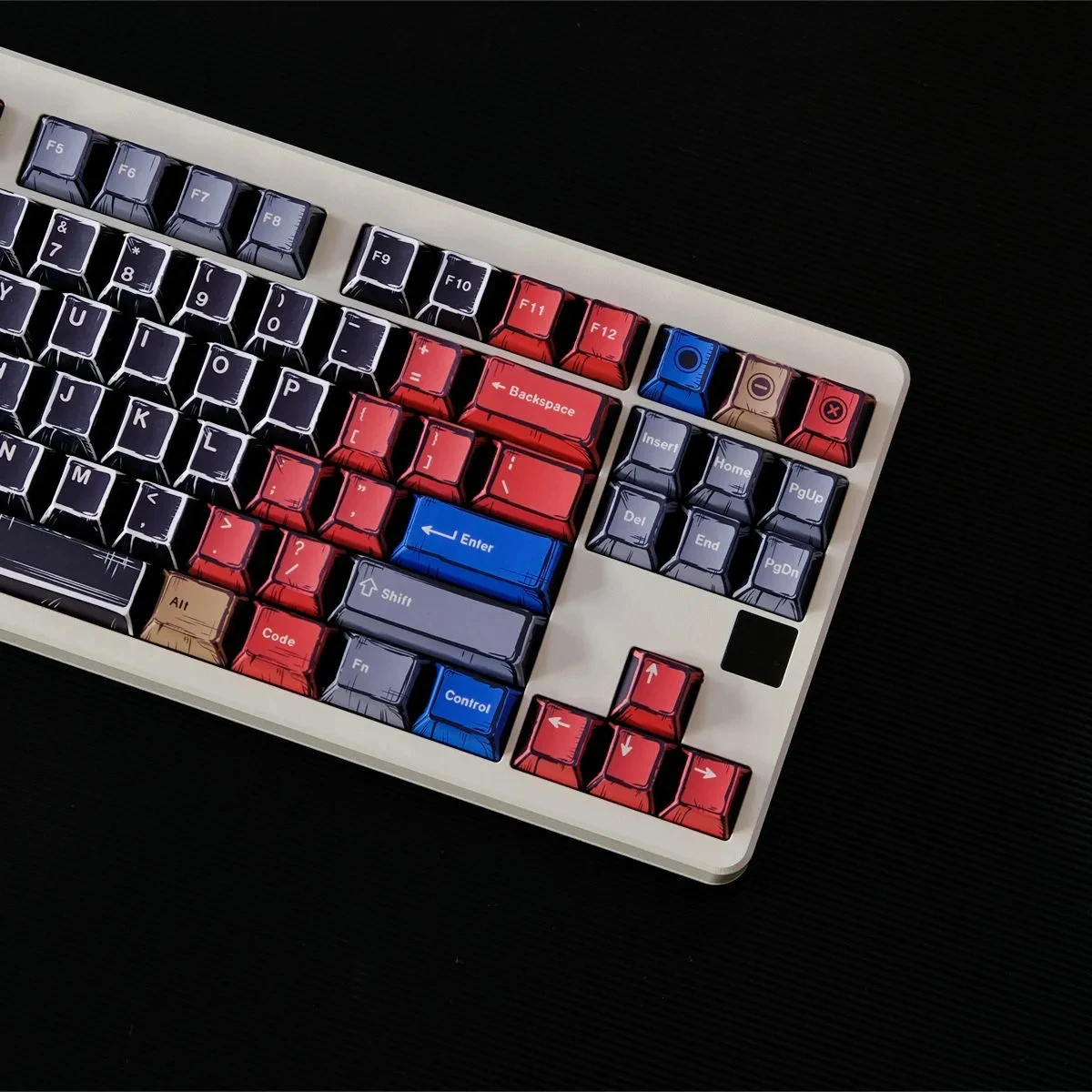 151 klawiszy Comic Dye Sublimation PBT Keycaps Black Mixed Lights Keycaps KR RU DE EN Layout Cherry Profile for MX Switches Keybaord