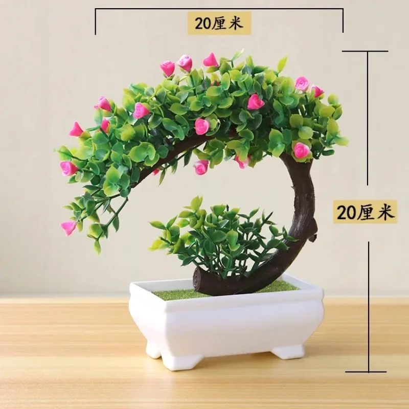 Plantas artificiales de plástico, bonsái, árbol pequeño, maceta de simulación, adornos en maceta, arreglo de jardín de flores, decoración de mesa para el hogar, 1 ud.