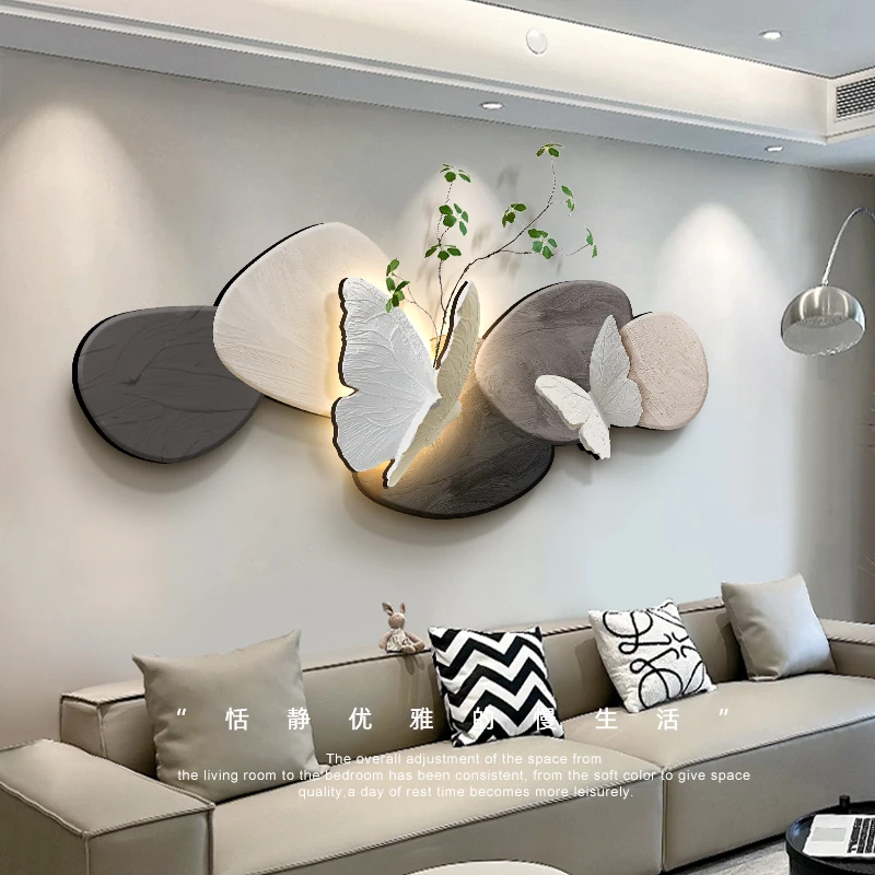 

The living room light painting exudes a retro and high-end feel. The sofa background wall is LED, creating a simple atmosphere.