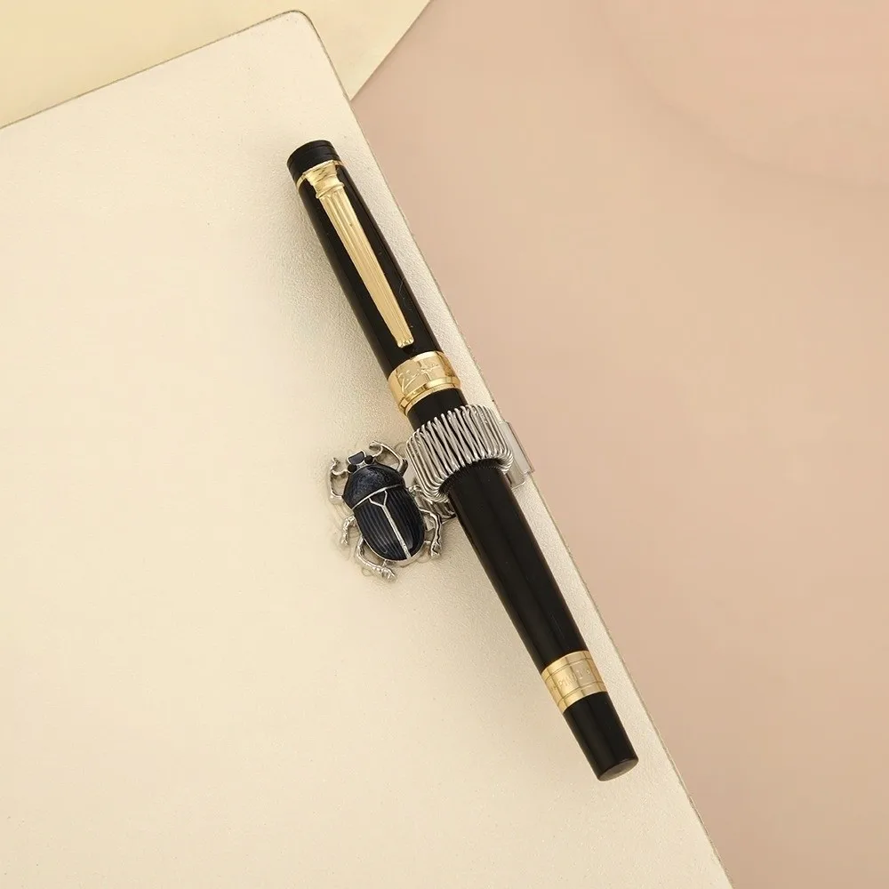 Creative Insect Series Pen Clip with Spring Vintage Securely Holds Butterfly Rhinoceros Beetle Pen Clip Telescopic Spring
