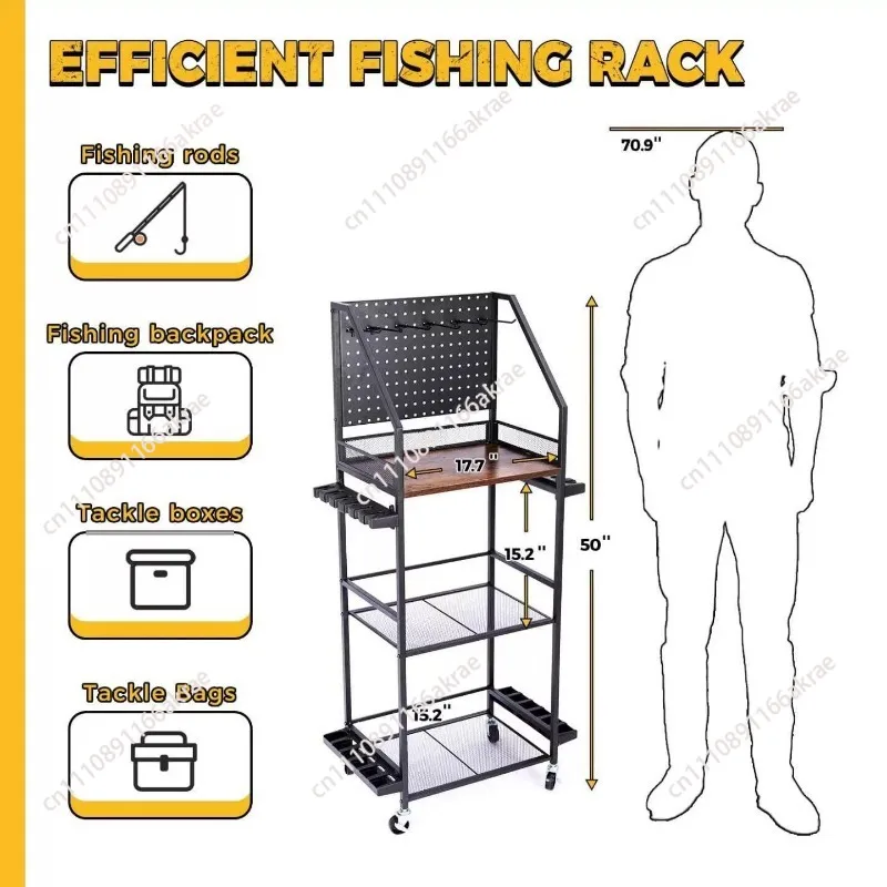 Fishing rod storage rack Display rack Luya rod rack storage cabinet, wall-mounted fishing gear cabinet Large capacity