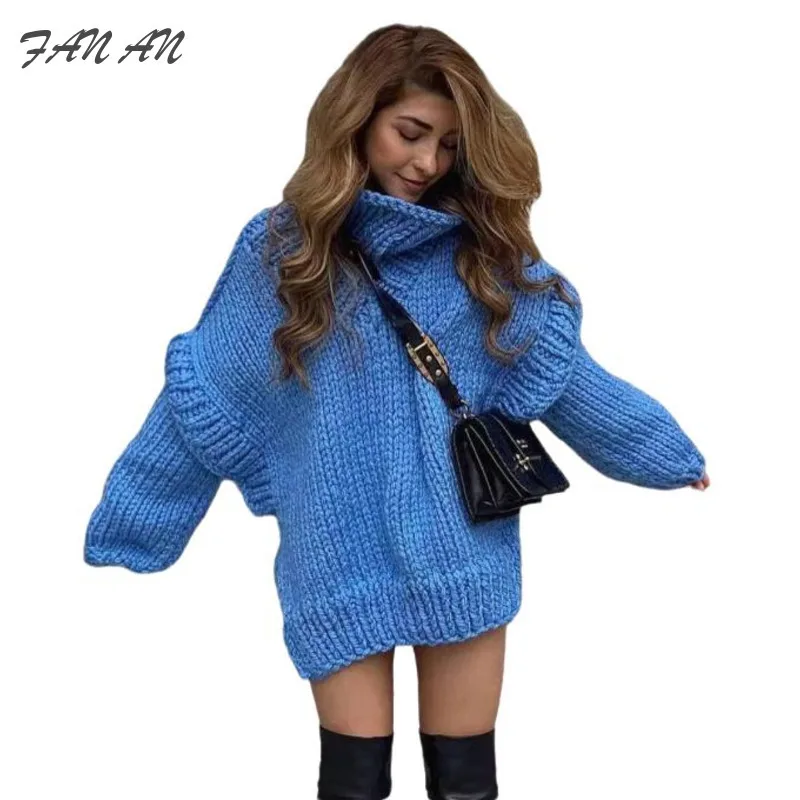 2024 Fashion New Knitted Warm Sweater Autumn/winter Women's Knitted Sweater Hoodie Women's Fluffy Long Sleeve High Neck Sweater