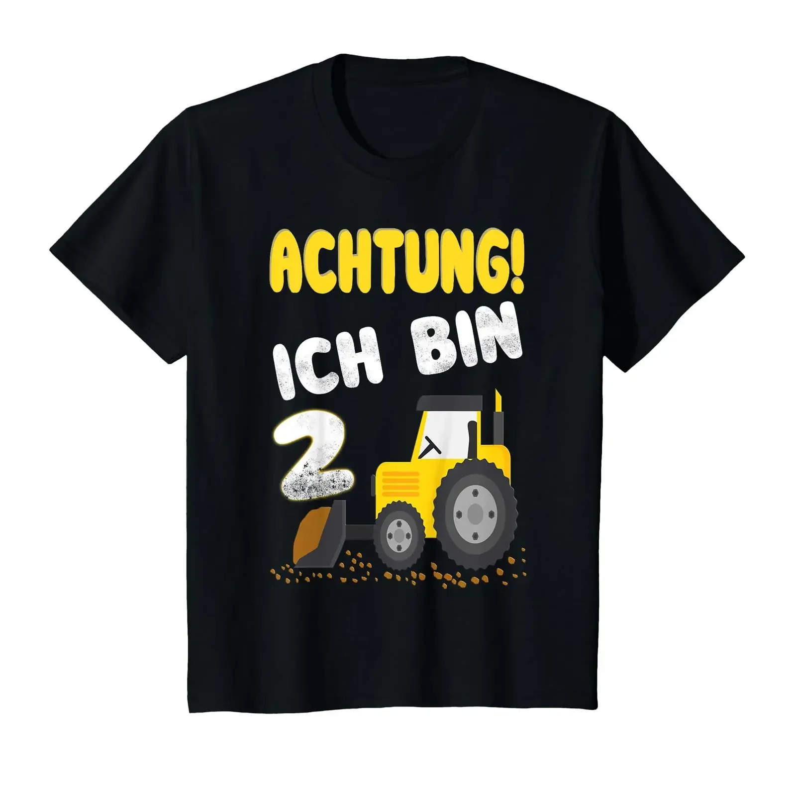 Children's Bulldozer T Shirt 2nd Birthday Boys 2 Years Building vintage Washed Breathable Soft Top For Everyday Wear