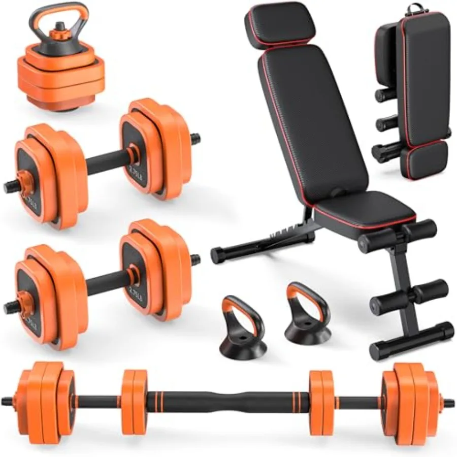 4-in-1 Adjustable Dumbbell Set with Foldable Bench for Home Gym