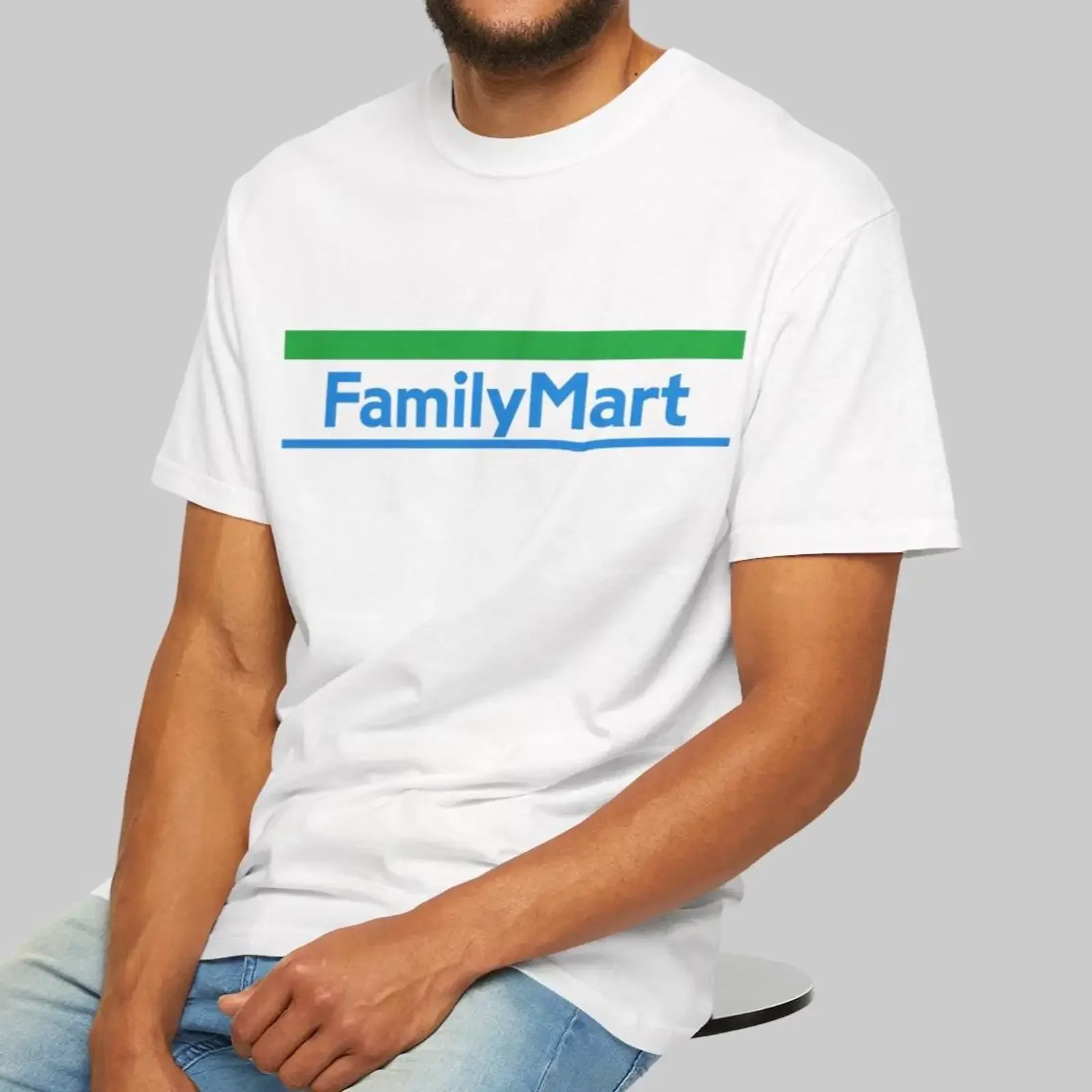 FamilyMart T Shirt Japanese Convenience Store Style Streetwear vintage Washed Stretched Versatile Unisex Top For Everyday Wear