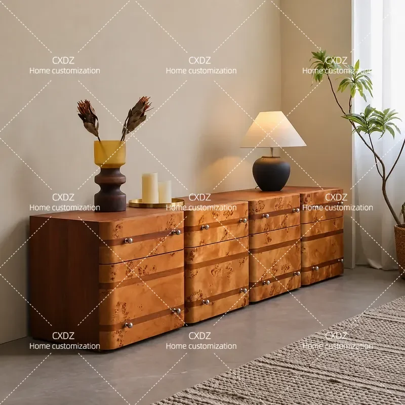 Medieval solid wood chest, bedroom bedside table module combination cabinet, living room sofa side cabinet, French retro