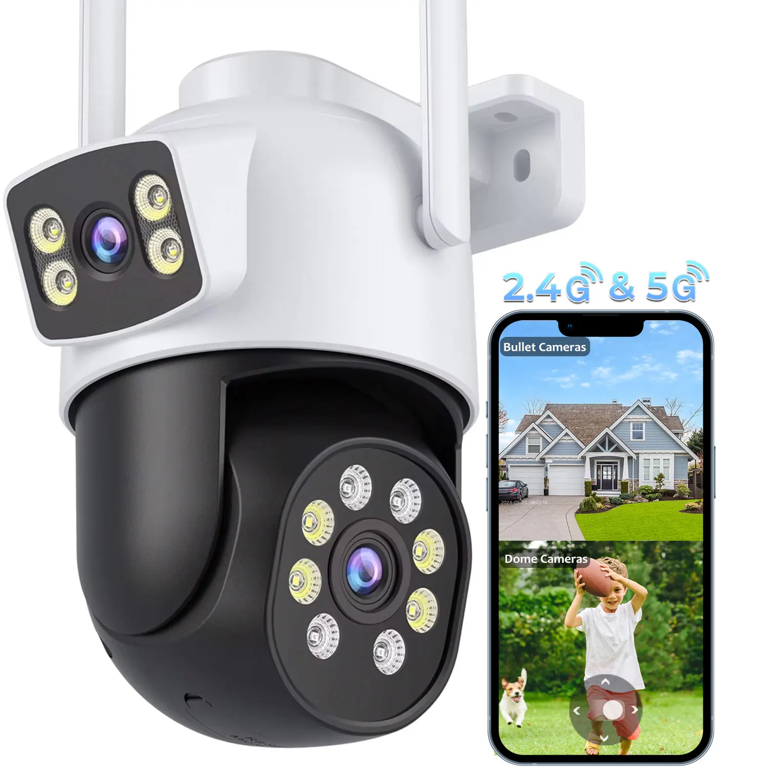 O-KAM 10MP 5K PTZ WiFi IP Camera - Dual Lens Screen Color Night Vision Auto Track CCTV Surveillance Security Protection