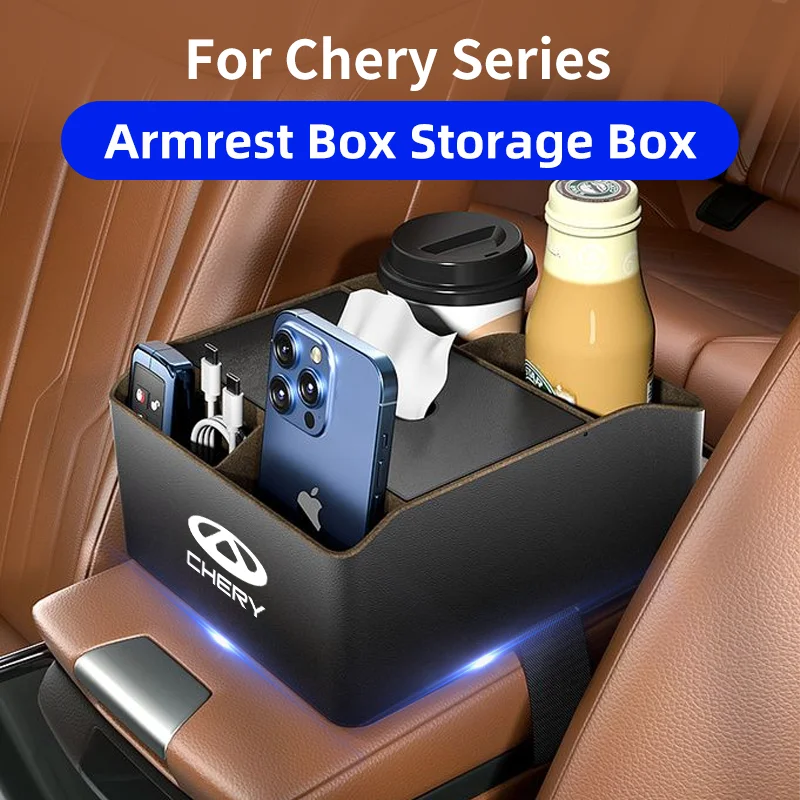 Car Armrest Water Cup Holder Storage Organizer For Chery Tiggo 2 3 4 5 6 7 3X 5X Pro T11 Auto Armrest Tissue Storage Box