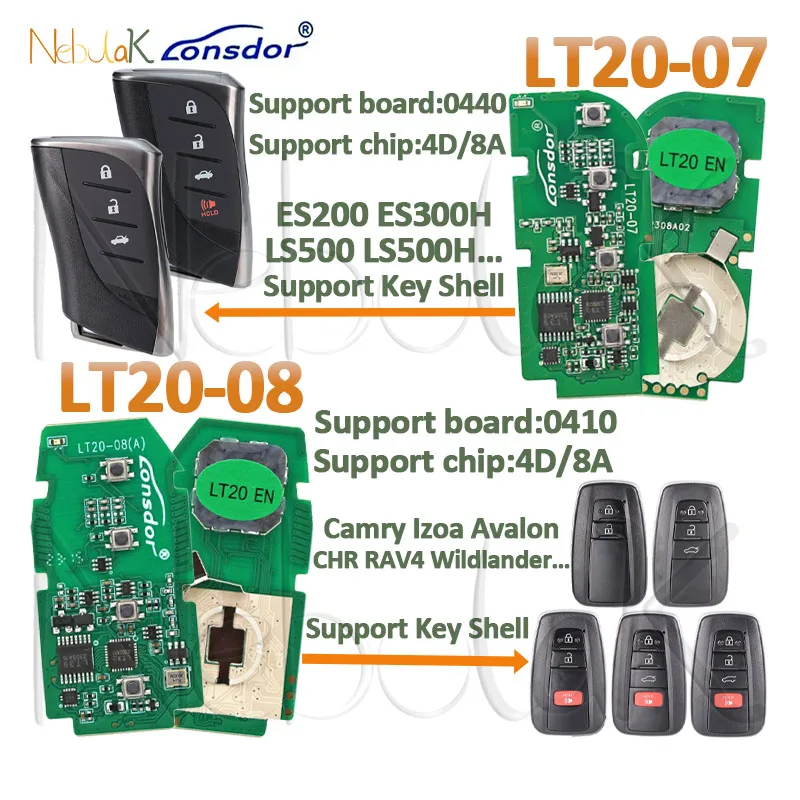 Universal Lonsdor LT20-01/02/03/04/05/06/07/08/10 PCB de llave inteligente genera frecuencia 8A 4D para placa de circuito Toyota Lexus Subaru