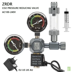 AC100-240V Aquarium CO2 regulator Solenoid valve Bubble meter CO2 reaction control Fish tank CO2 pressure reducing valve ﻿