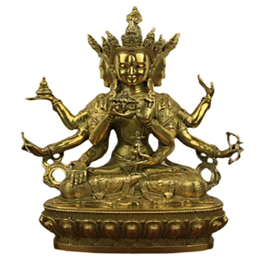 

Pure Copper Dignified Buddha Mother Bodhisattva Statue Piece Longevity Three Bronze Statues