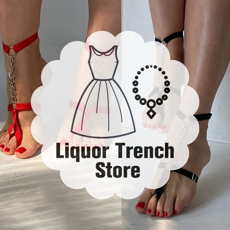 Chain Gothic Black Elastic Band Bandage Anklet Bracelet For Women High Heel Summer Barefoot Ankle Sandals Prom Foot Belt