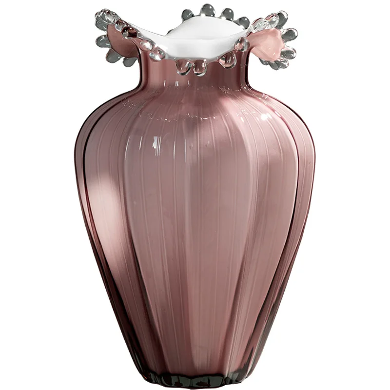 

spray bottle mouth grape powder three-dimensional striped vase handmade countertop flower insert home decoration model room