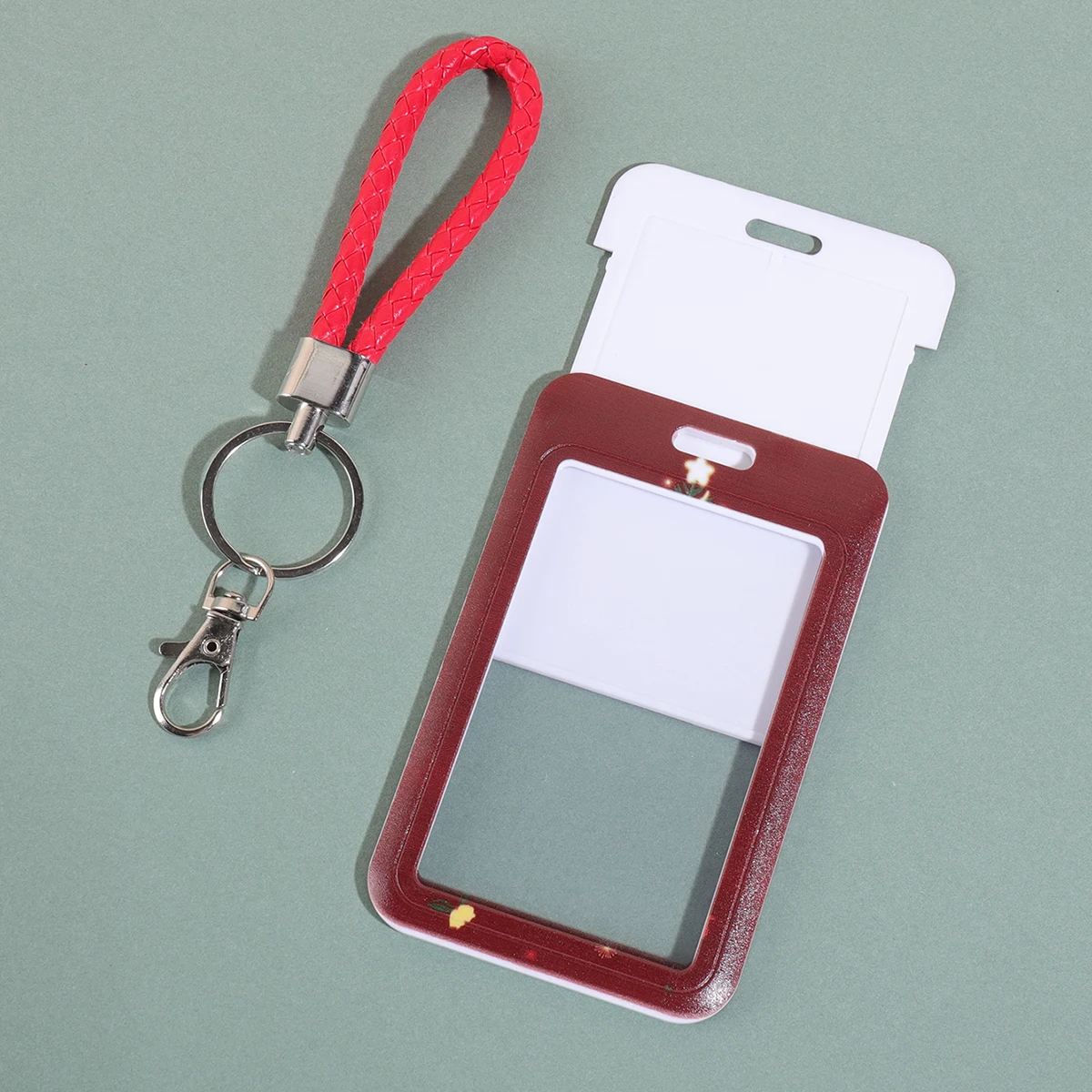 Tarjeteros navideños con diferentes estampados, cuerda de cuero portátil, tarjeta de identificación, nota de almacenamiento de tarjetas de visita, 1 ud.