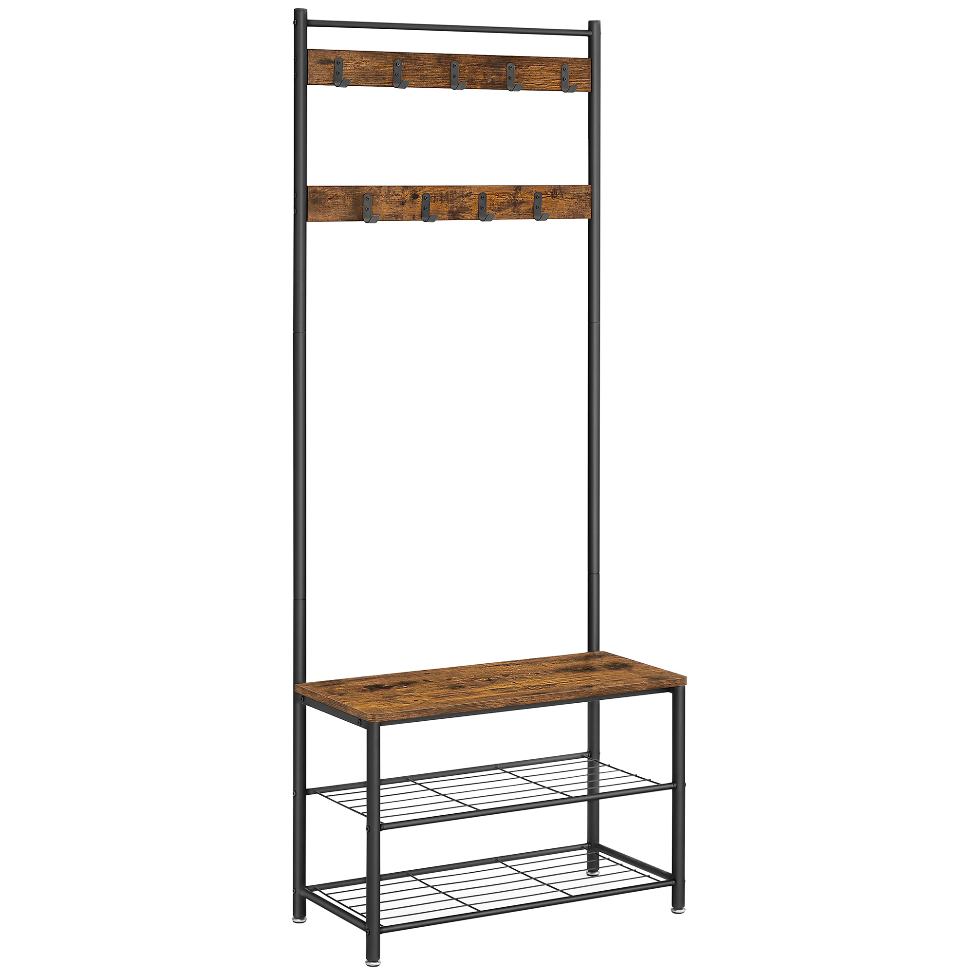 VASAGLE 3 in 1 Coat Stand with Shoe Rack, Steel Frame, 32 x 70 x 175 cm image 3