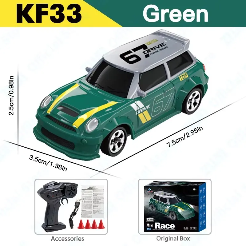 KF20 1/64 High Speed Drift RC Auto 2.4G 4WD Afstandsbediening Mini GTR Raceauto Model voor Jongens Kinderen Speelgoed Cadeau