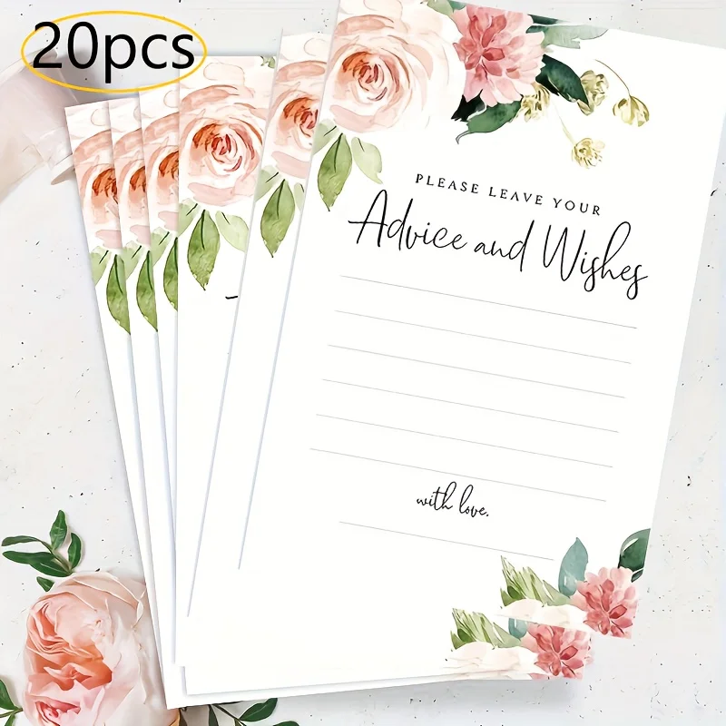 20pcs Bohemian Flower Powder Blusher Pink and Green Wedding Invitation, Very Suitable for Baby Party and Bride Gift Giving Party