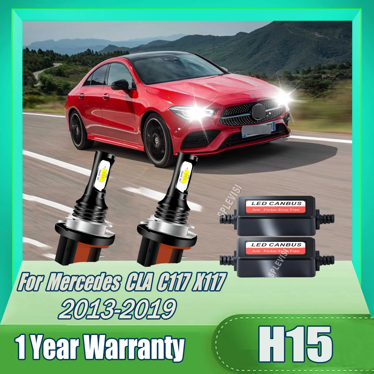 

2Pcs H15 Led Headlight Main Bulb DRL LED Chip Canbus 6000K For Mercedes CLA C117 X117 2013 2014 2015 2016 2017 2018 2019