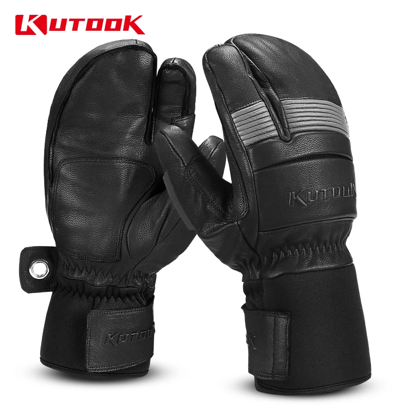 KUTOOK Winter Ski Gloves Thermal Skiing Snowboard Gloves Mittens Leather Outdoor Snow Gloves for Skiing  Protection Accessories