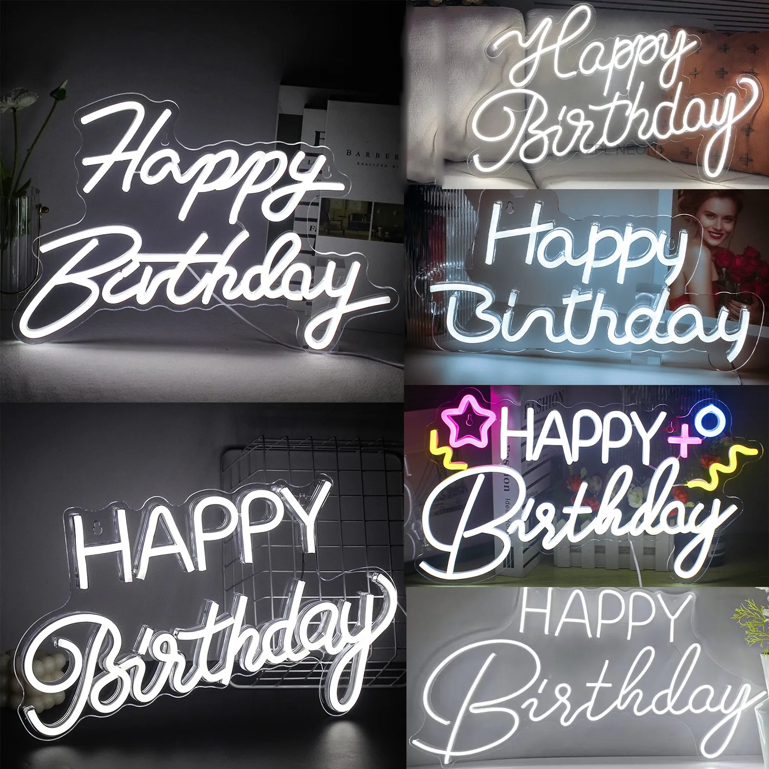 Happy Birthday Neon Sign 42x30cm Light Sign for Birthday Party Reunion Decoration USB Powered Kids Gift with Switch Neon Light