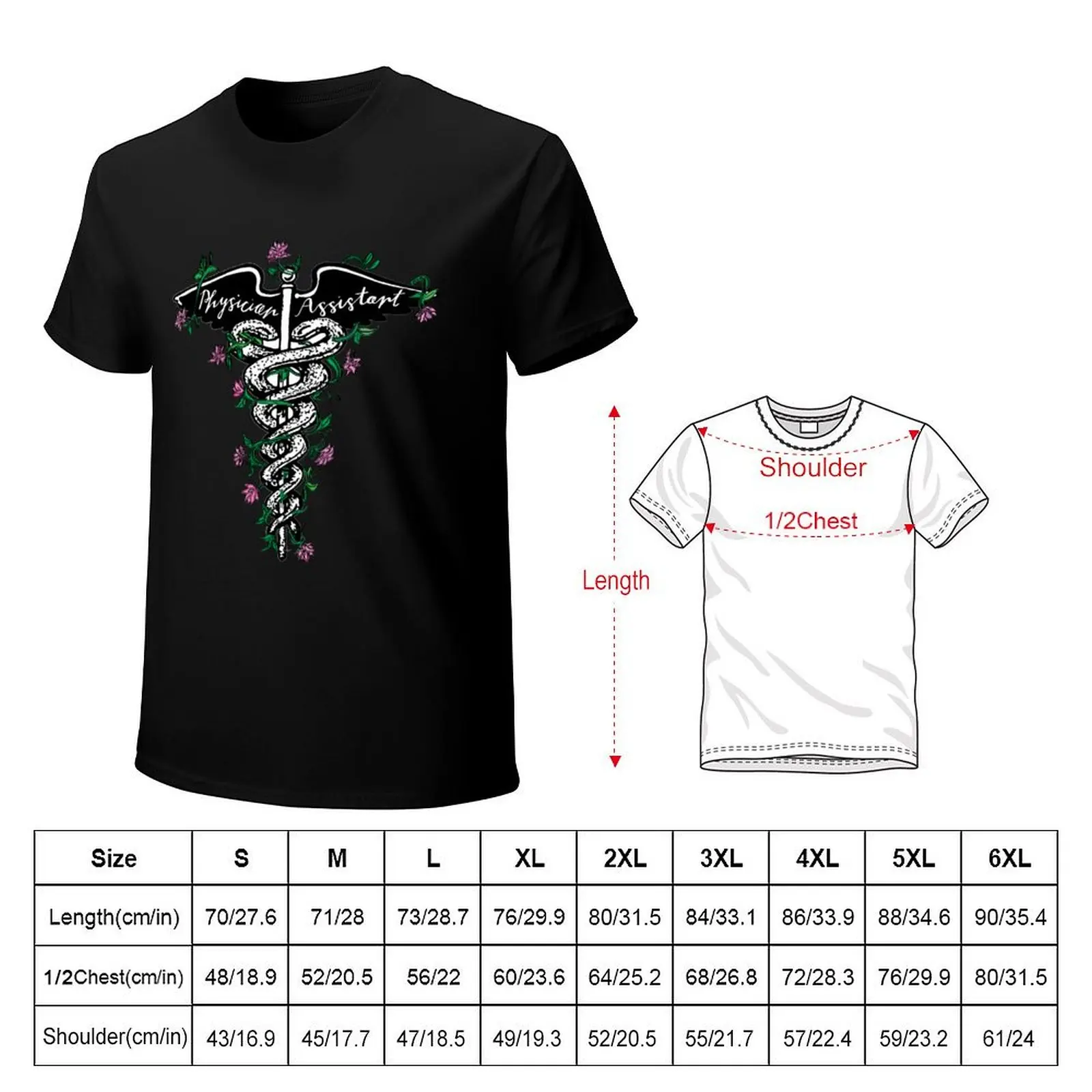 Physician Assistant Flowers T-Shirt Utility Casual Work T-Shirt