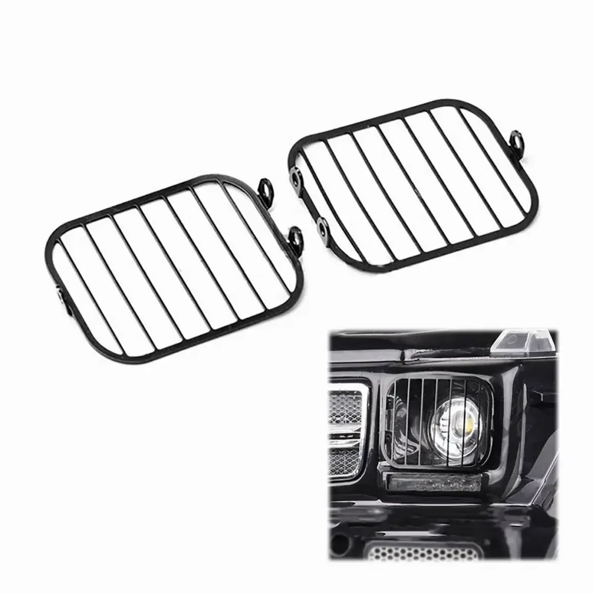 2Pcs Headlight Lampshade Metal Front Lamp Protective Grille Net Cover for 1/10 RC Crawler Car TRX6 G63 TRX4 G500