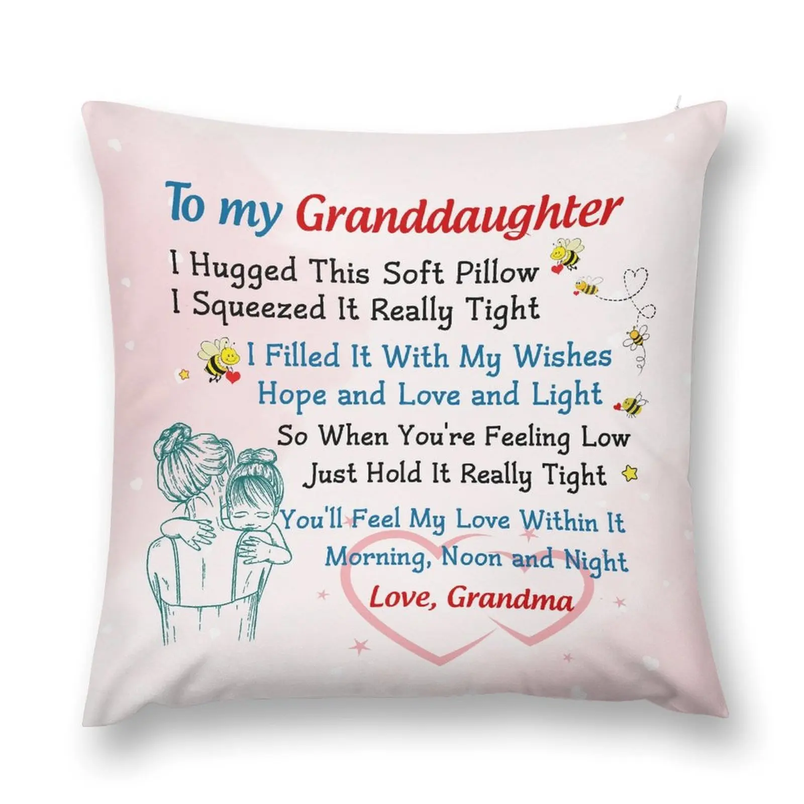 Love Granddaughter Pillow From Grandma I Hug This Soft Pillow Throw Pillow Cover