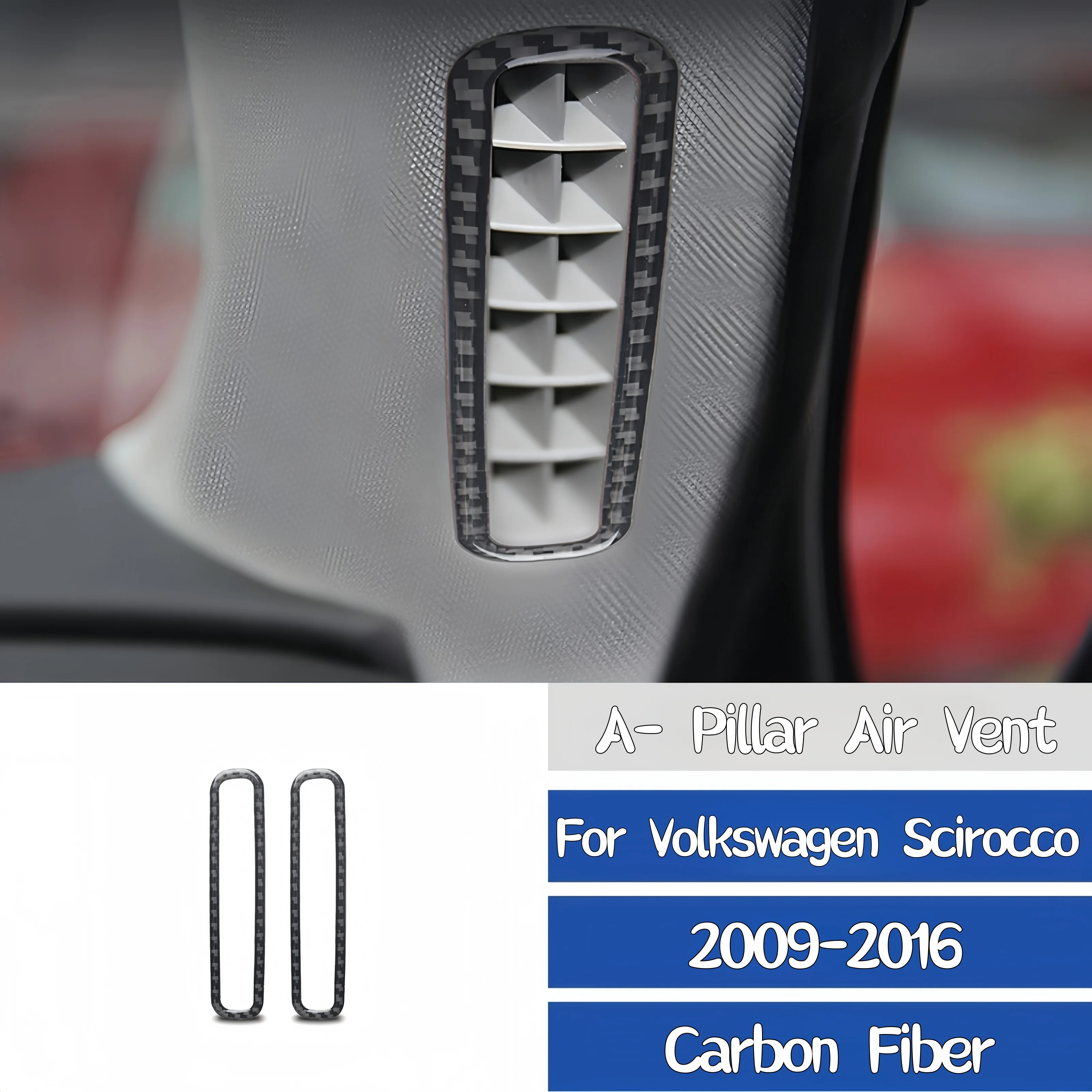 

For Volkswagen Scirocco 2009-2016 Accessories Carbon Fiber Car Interior A- Pillar Air Outlet Vent Frame Trim Cover Decor Sticker