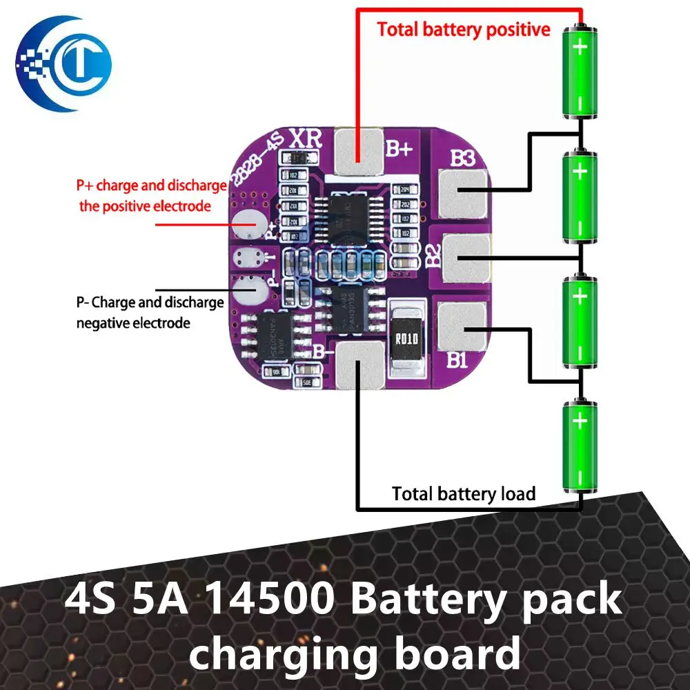 لوحة حماية لبطارية الليثيوم حماية لدرجة الحرارة وفصل الفصل ، عبوات منفذ BMS نفسها ، V ، 4S ، 5A ، 7.5