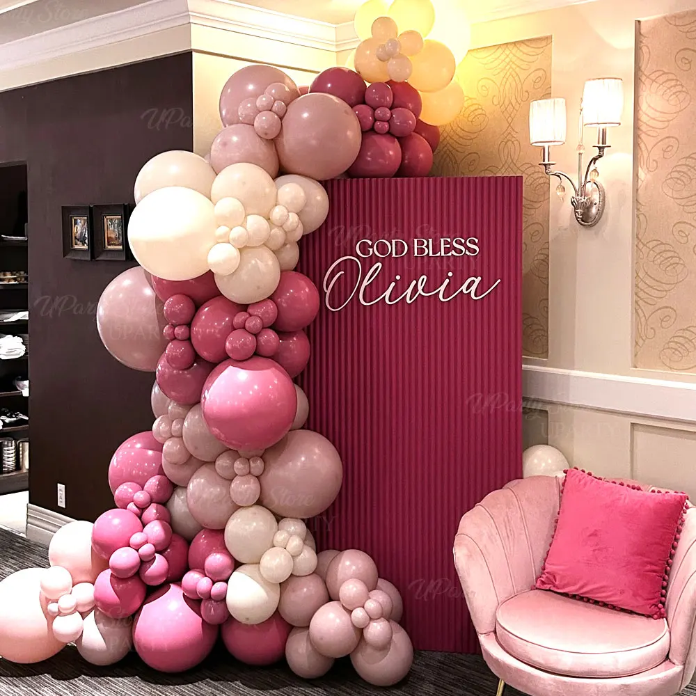 Kit de arco de globos rosa polvoriento, guirnalda de globos rosa polvoriento de arena blanca bohemia para Baby Shower, decoración del banquete de boda y cumpleaños