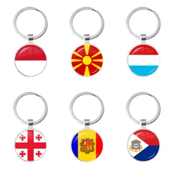 MCO,Macedonian,Luxembourg,Georgia,Andorra,Eilandgebied Sint Maarten,Curacao,Bonaire,Aruba Nation Flag Glass Keychain Keyrings